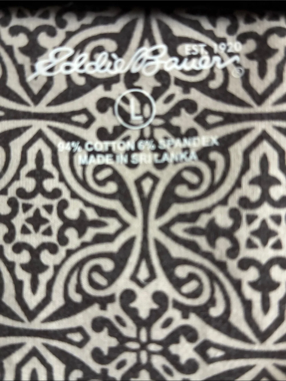 Eddie Bauer Black and Cream Patterned Cotton Top - Picture 2 of 4